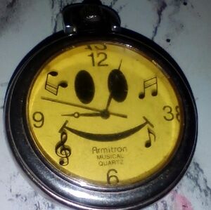 Armitron Yellow Musical Quartz Watch with Smiley Face